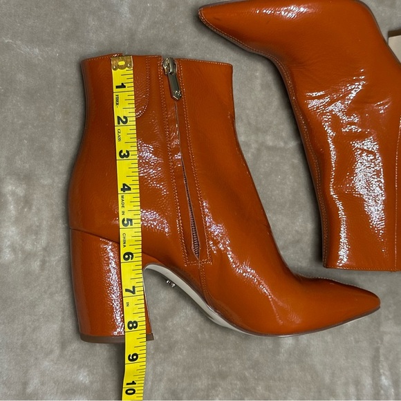 Sam Edelman Hilty Booties PatentBlock Heel Burnt Orange Texas Longhorns Sz 8.5 - Picture 12 of 16